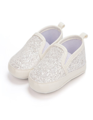 First Walker Sequin High Quality Moccasins Casual Comfortable Soft sole Flat Lazy Loafers baby toddler girl shoes White